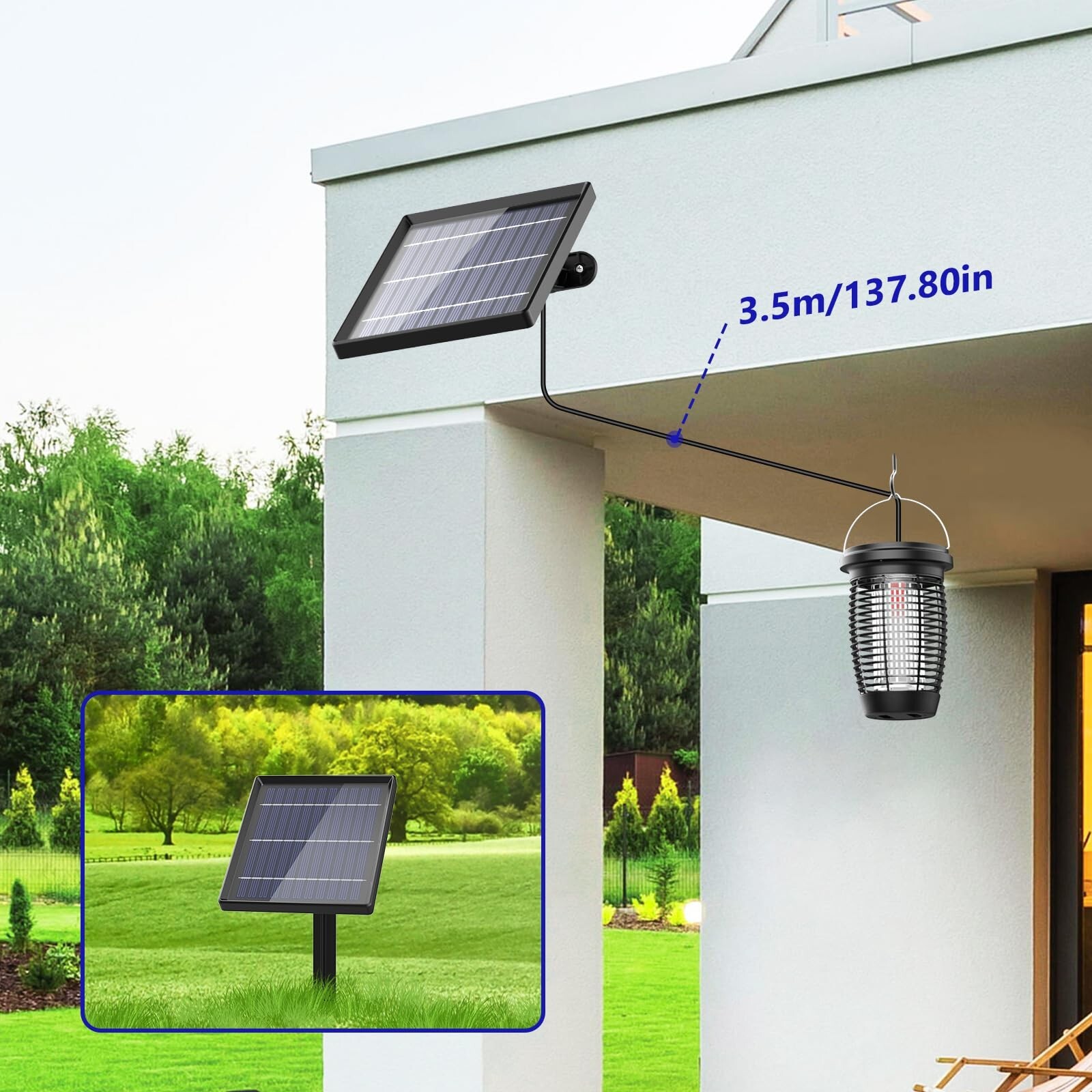 4500V Solar Bug Zapper 2-in-1 Mosquito Killer Lamp with Ground Pole Type-C gallery