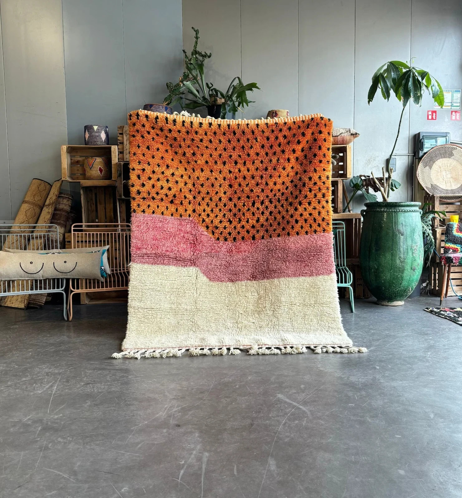 Moroccan Berber Beni Ourain Wool Rug Color Multicolor Handmade Design Carpet Rug gallery