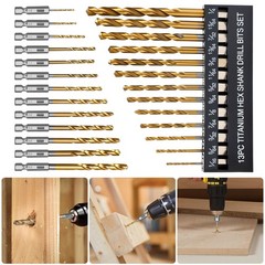 26pcs 1/4″ Hex Shank Drill Bits Set HSS Quick Change Metric & SAE Twist Drills