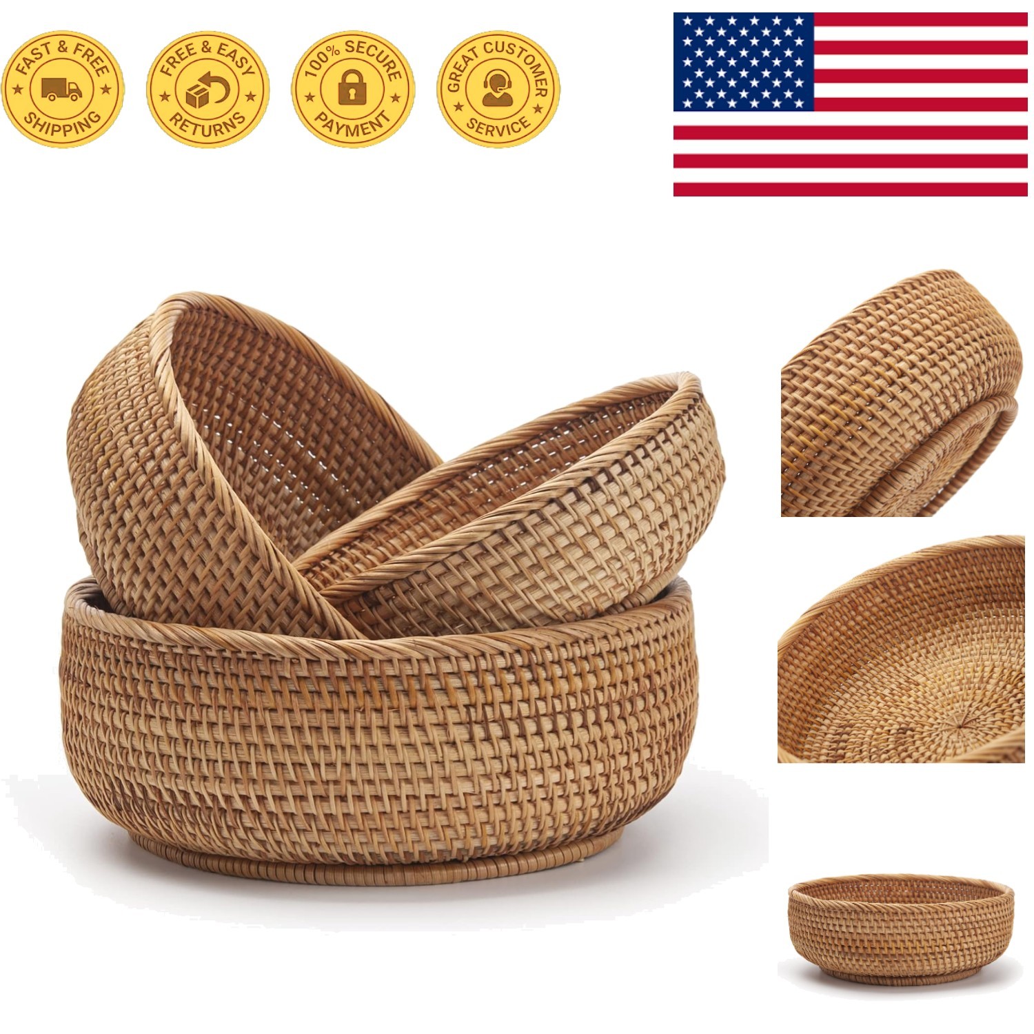 Elegant Stackable Rattan Baskets – Natural Storage Solution for Home Decor gallery