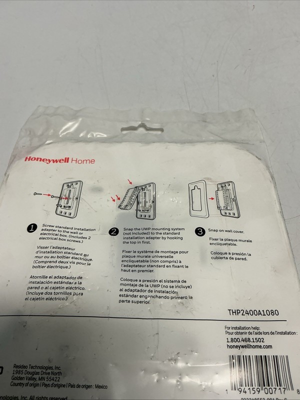 NEW, HONEYWELL, THP2400A1080, LARGE WALL COVER & ELECTRICAL BOX ADAPTER. (23i-2) gallery
