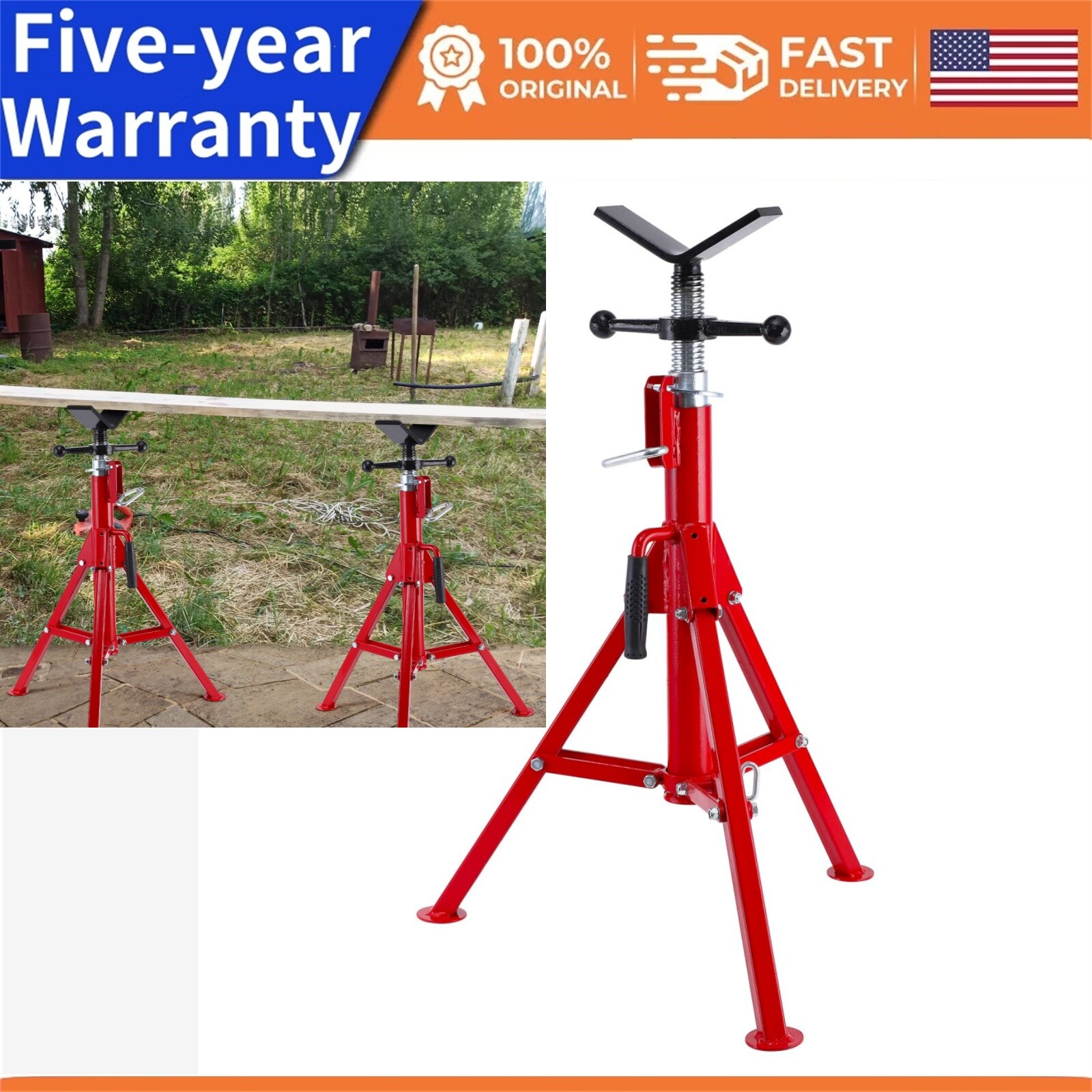 28-52 Inch Adjustable Height 1/8"-12" Capacity V Head Pipe Jack Stand 2500 lbS gallery
