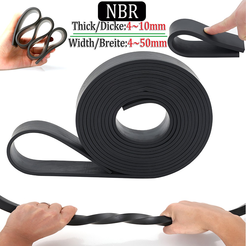Solid Black Nitrile NBR Rubber Strip - Various Lengths, Widths And Thicknesses