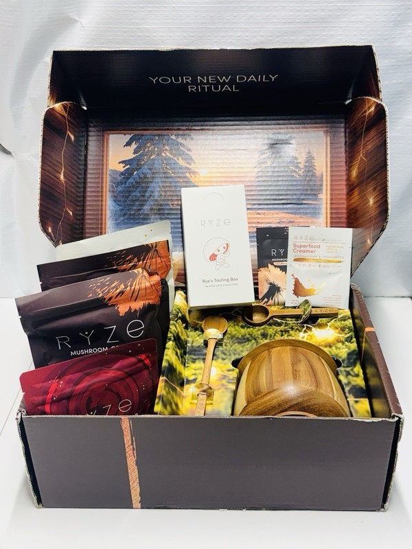 RYZE Coffee Ritual Set Kit Bundle Mushroom Creamers Latte Wood Canister Spoons gallery