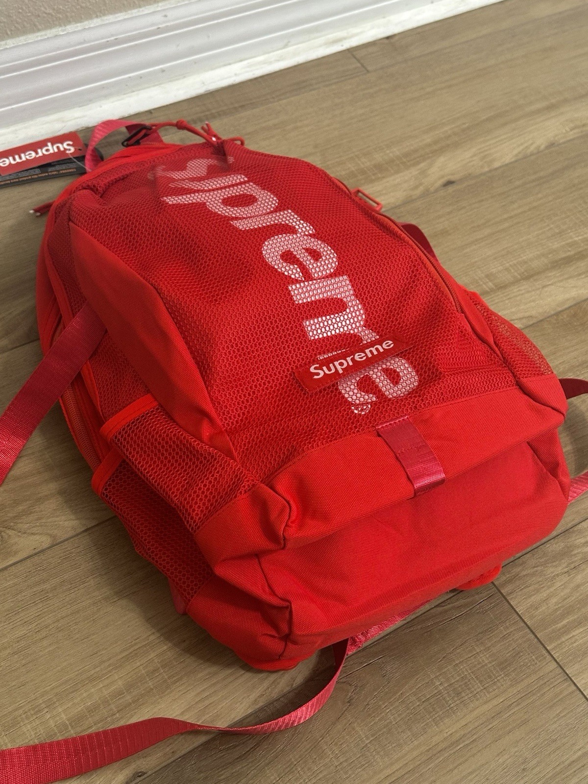 Red supreme backpack  3