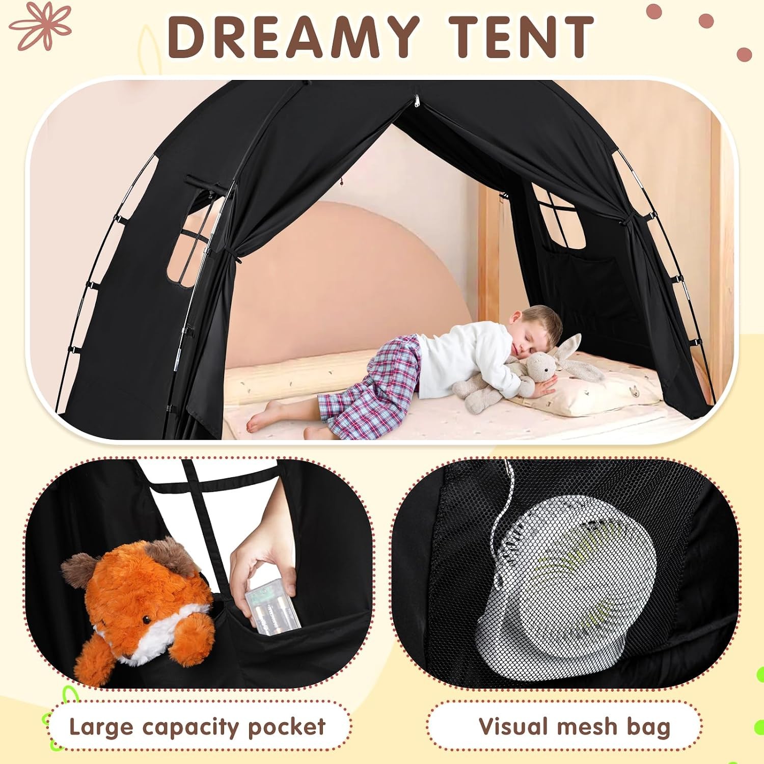 Bed Tent Twin Size Privacy Sleeping Space W/ Blackout Design Breathable Portable gallery