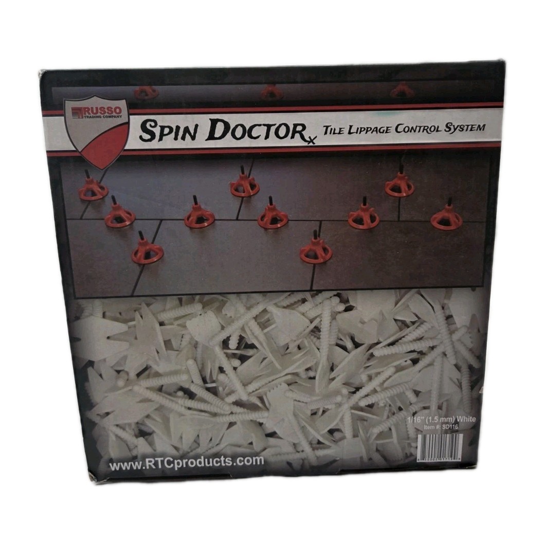 SPIN DOCTOR TILE LIPPAGE CONTROL SYSTEM 1/16" (1.5mm) WHITE THREADED POST 250pcs gallery