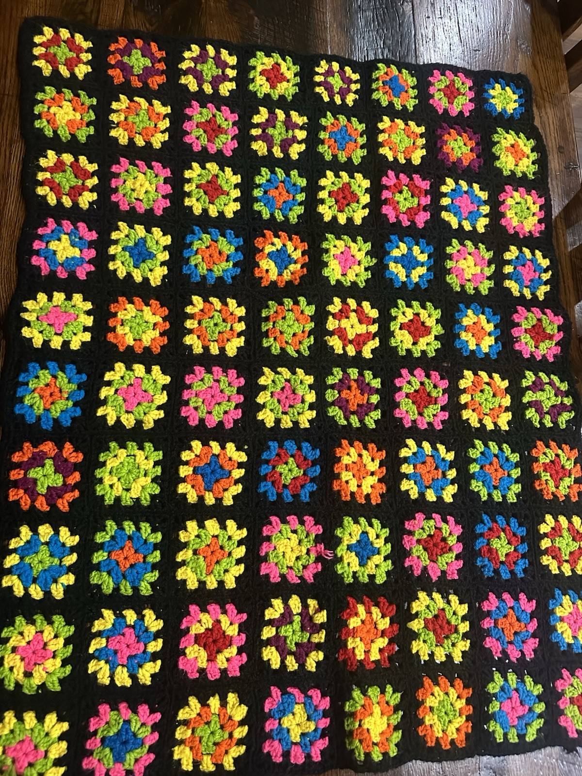 Hand made Crocheted Knit Afghan Throw Lap Blanket Approximately 32x42 gallery