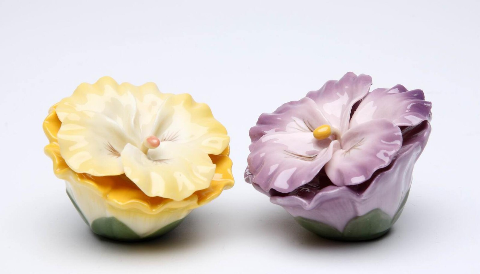 Ceramic Pansy Flower Salt & Pepper Shakers, Home Décor, Gift for Her, Gift for M gallery