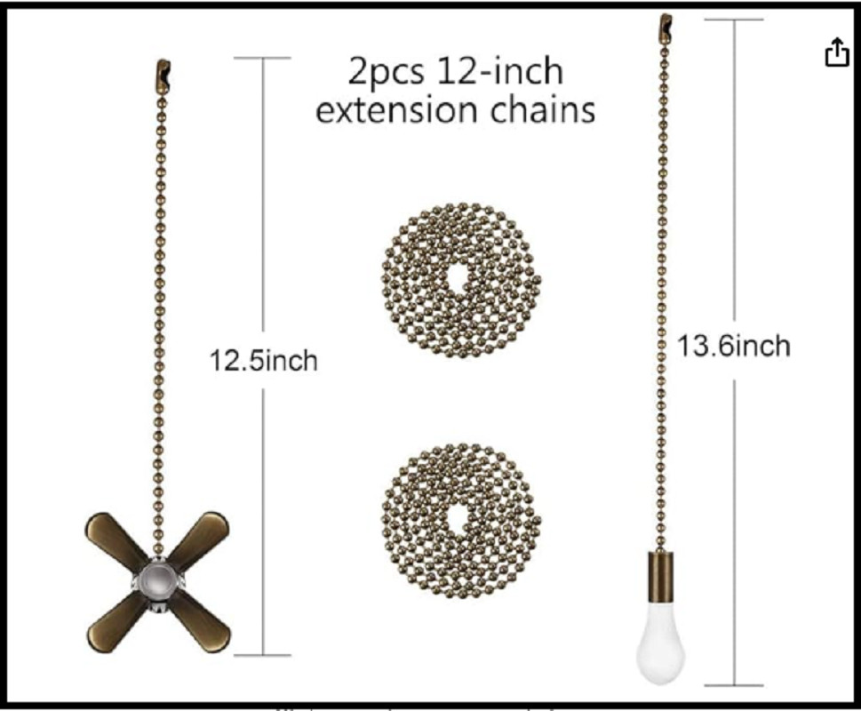 Ceiling Fan Pull Extension Chain with Recognizable Fan and Bulb Cord,... gallery