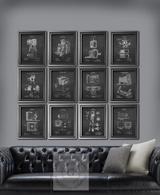 Vintage Folding Camera Box Camera Blueprint Posters Lot of 12 Wall Decor Prints gallery