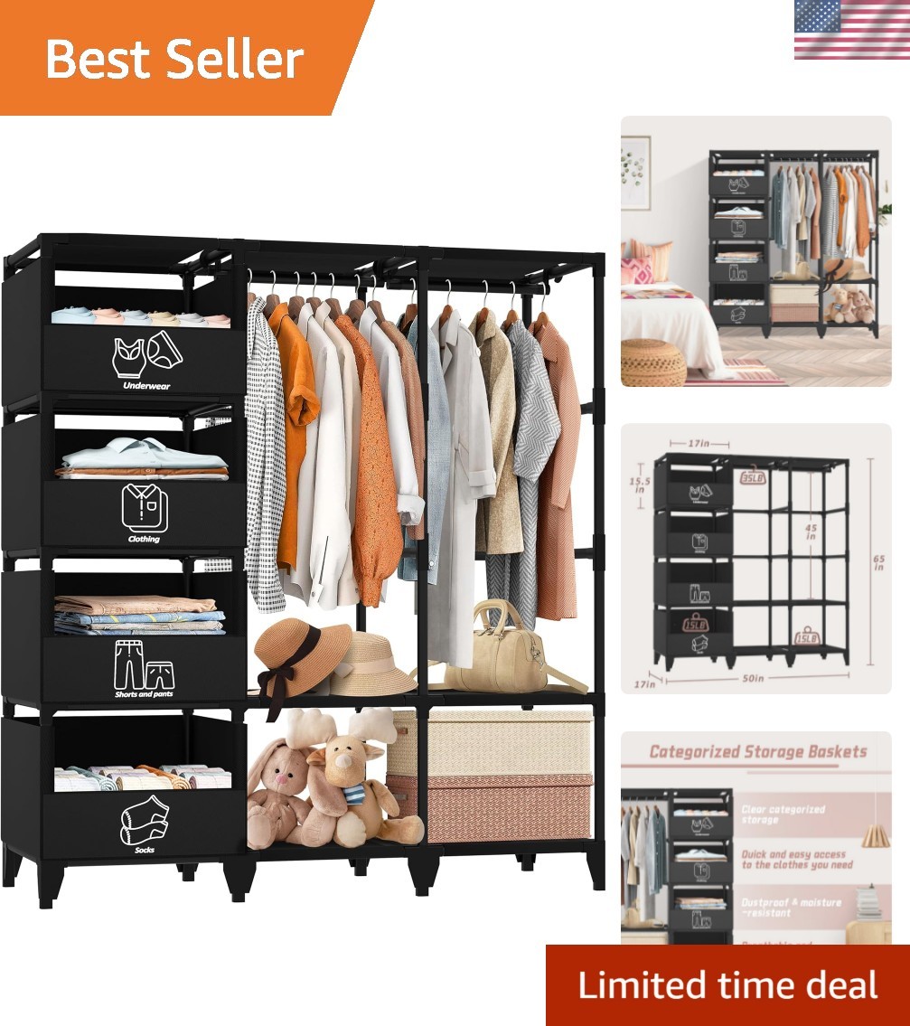 Portable Closet, Easy Assembly, Large Capacity Wardrobe Closet, Sturdy and St... gallery