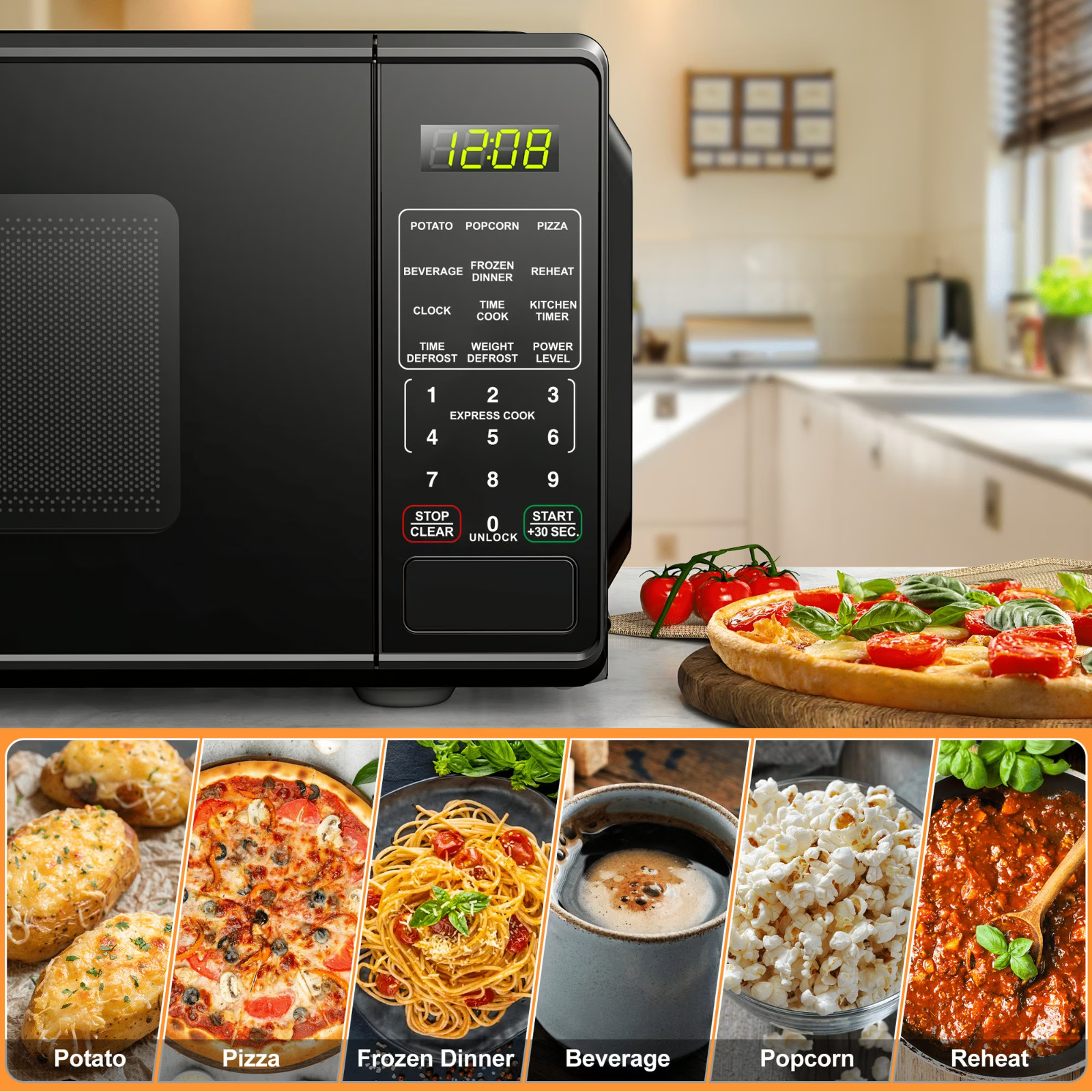 Mainstays 0.7 Cu ft Countertop Microwave Oven, 700 Watts, Black gallery