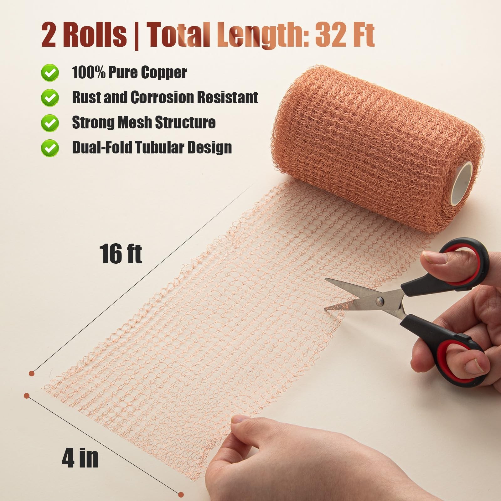 3rd Gen Copper Mesh Rodent Control Kit, 100 Pure Copper Wool for Slugs Snail gallery