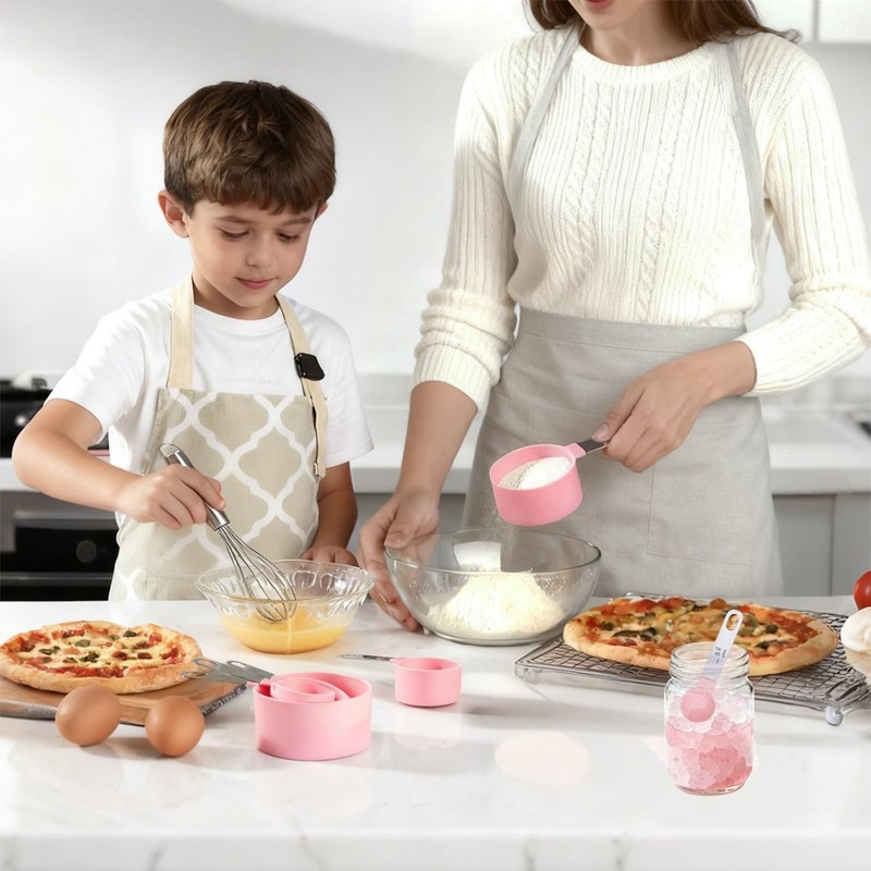 Pink Stackable 10-Pc Measuring Cups & Spoons Set, Stainless Steel Handles gallery