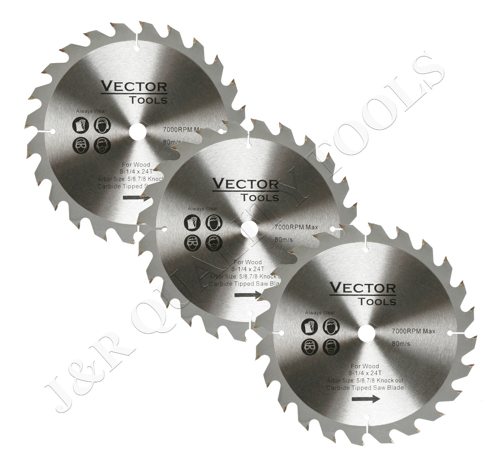3 PACK 8-1/4 VECTOR TOOLS CIRCULAR MITER SAW BLADES CARBIDE TIP 24T gallery