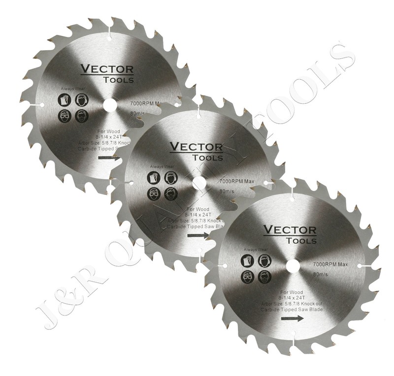 3 PACK 8-1/4 VECTOR TOOLS CIRCULAR MITER SAW BLADES CARBIDE TIP 24T gallery