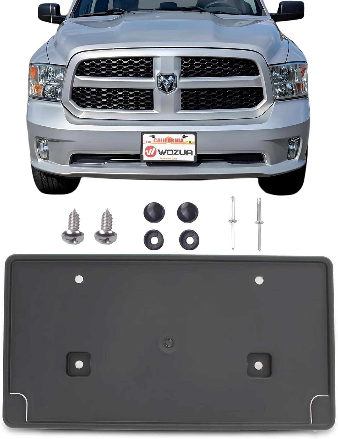 Front Bumper License Plate Brackets Holder Mounting for 2013-2018 Ram 1500,2019- gallery
