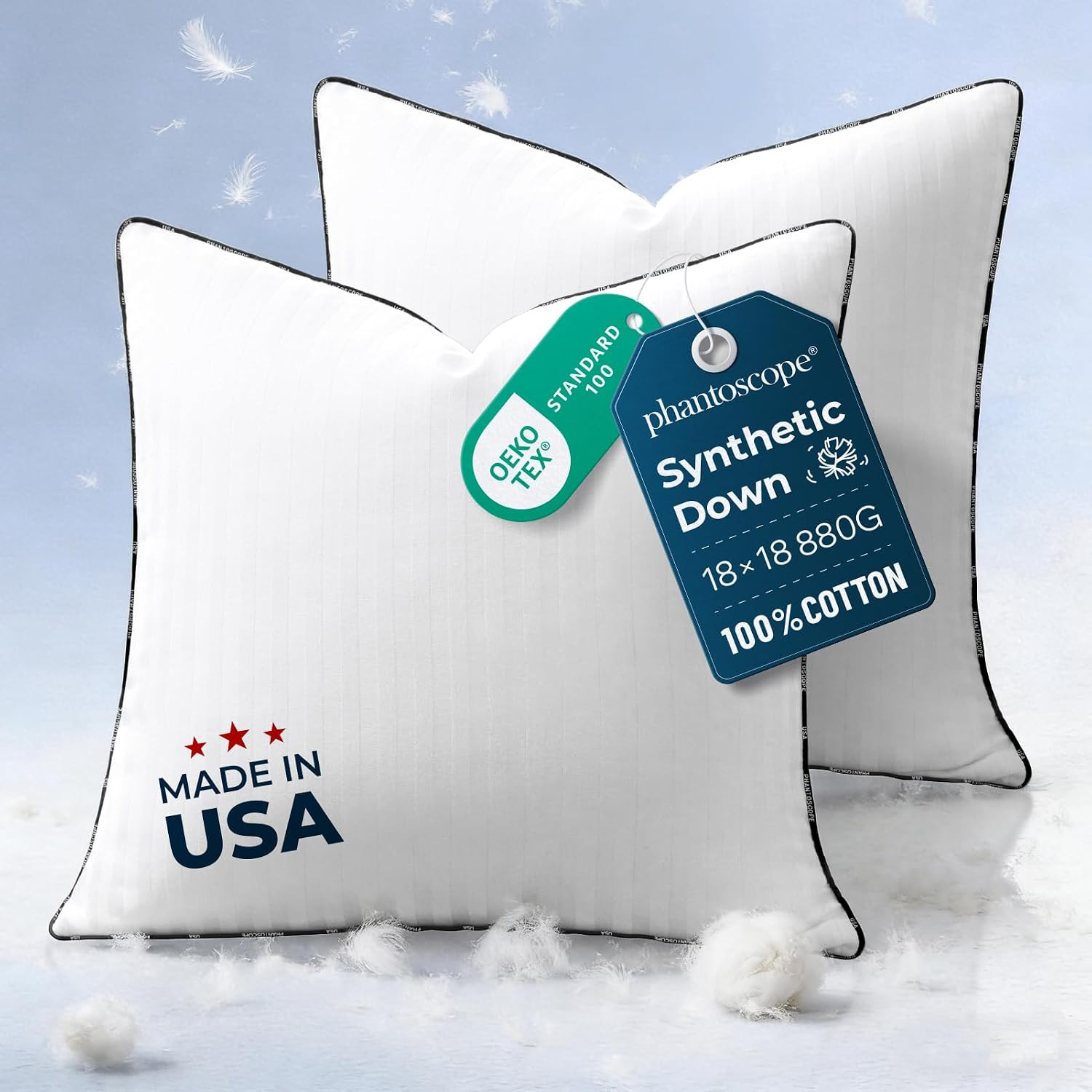 Synthetic down Pillow Insert - 18X18 down Alternative, Ultra Soft Large Square T gallery