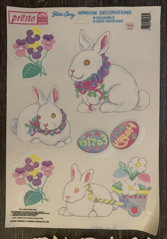 Vintage 90s Easter Decorations Static Cling Easter Bunny Lot Of 6 gallery