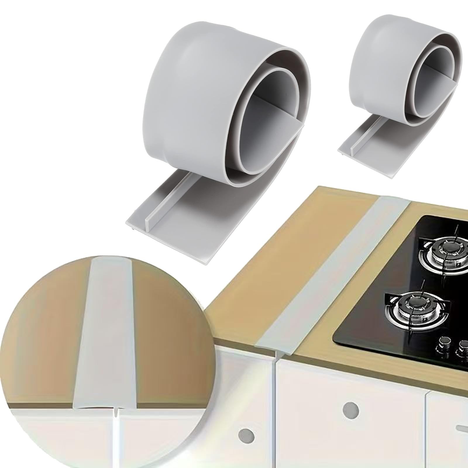 2 Pack Flexible Kitchen Stove Gap Covers, Silicone 21in&25in, Gray,25in gallery