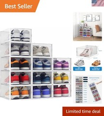 Durable 12 Pack Clear Stackable Shoe Storage for All Rooms – Organize with Ease
