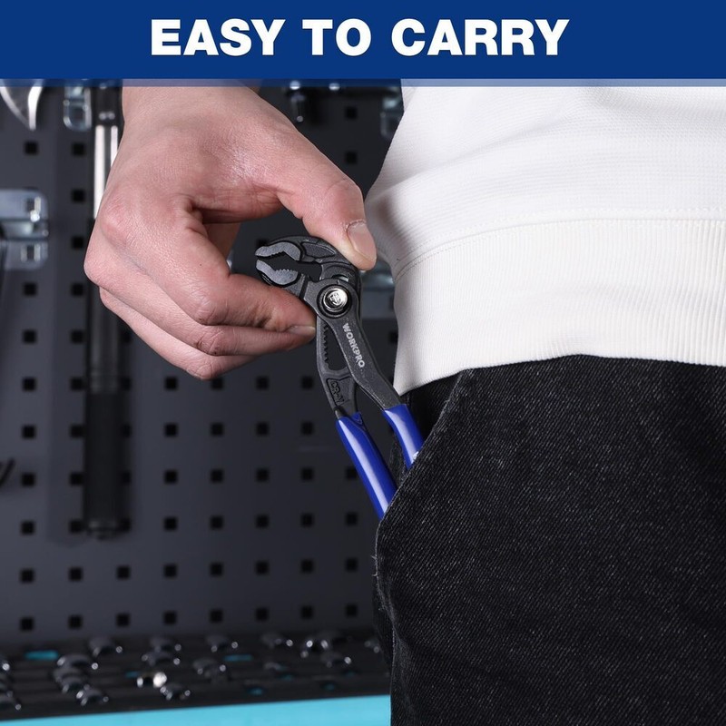 WORKPRO 5inch Water Pump Plier Quick Adjust Groove Joint Quick Release Push Lock gallery