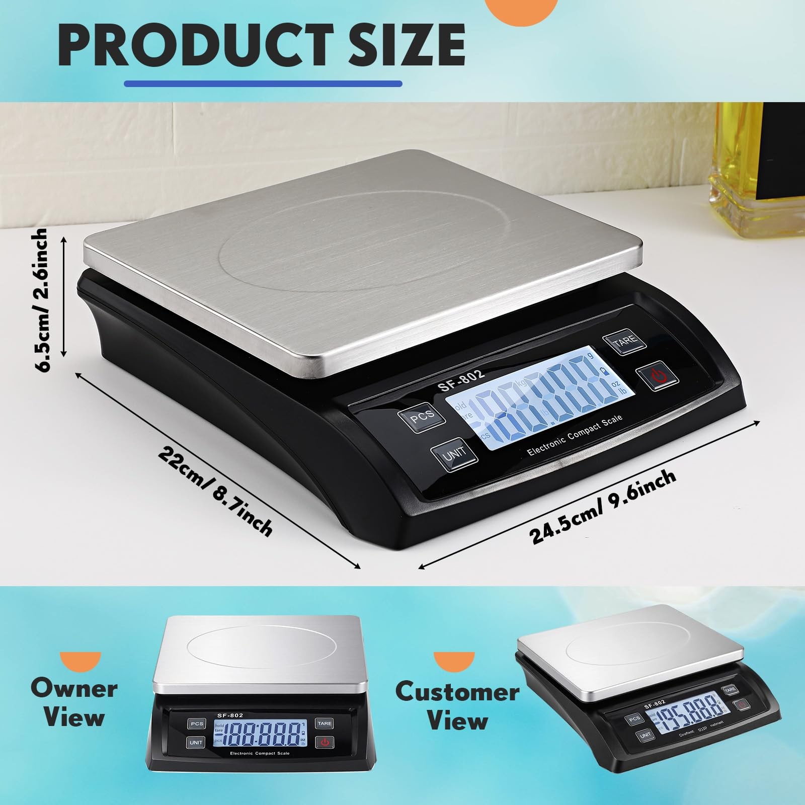 Large Digital Kitchen Scale 66LB 30kg Food Scale with Dough Scraper Stainless... gallery