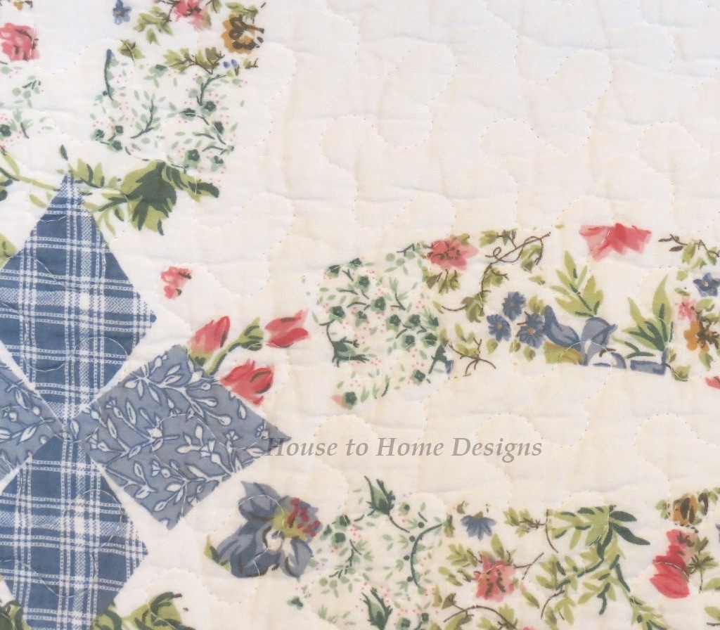 BLUE WEDDING RING Full Queen QUILT SET : COTTAGE ROMANTIC COUNTRY FLORAL GARDEN gallery