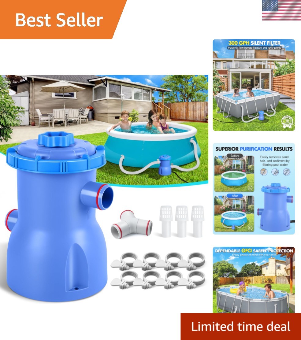 300GPH Pool Filter Pump for Small Above Ground Pools, Promoted Water Circulat... gallery