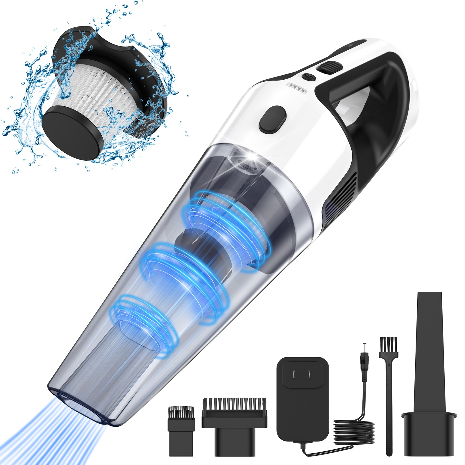 Cordless Handheld Vacuum 10000Pa Strong Suction LED Light Wet/Dry for Car Home gallery