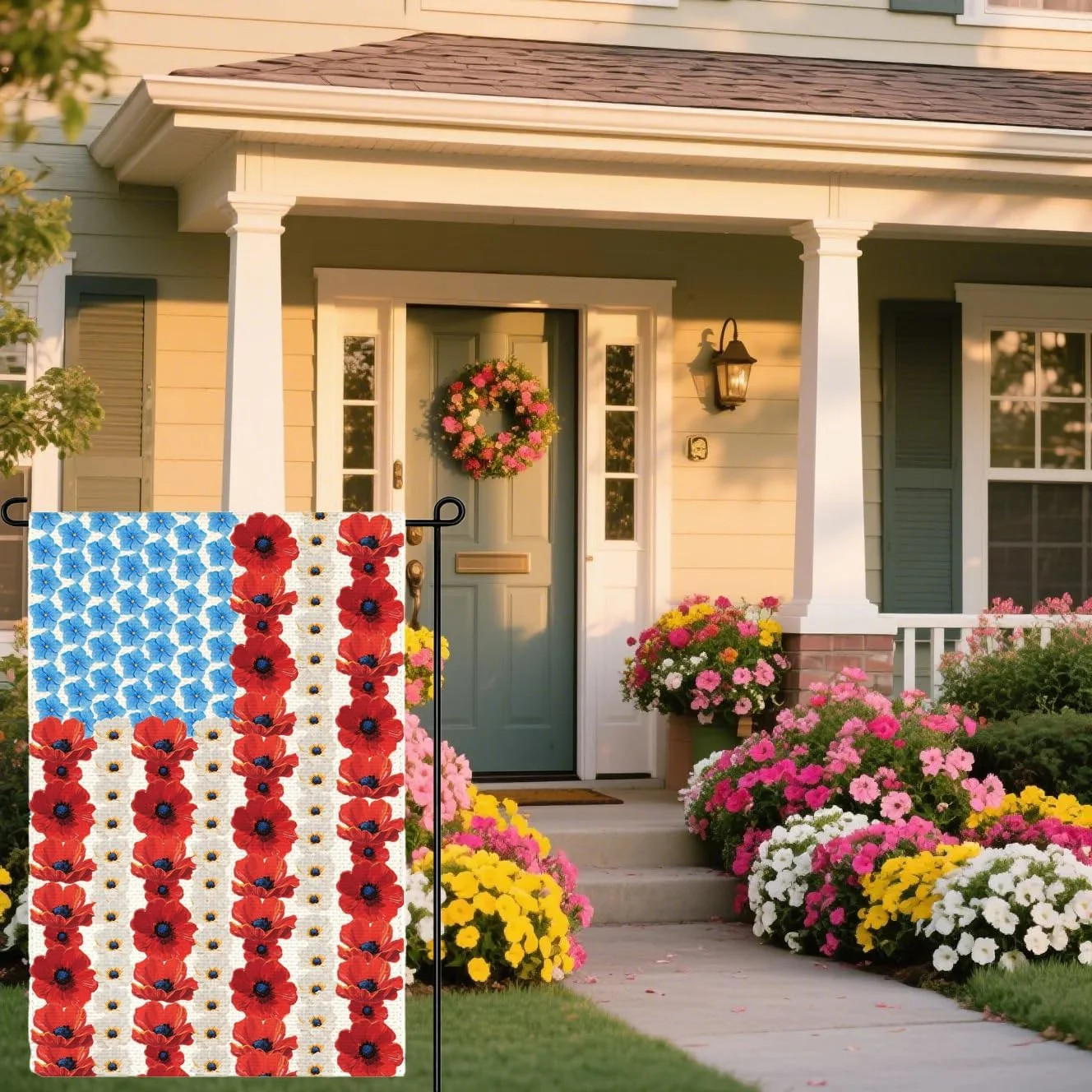 Garden Flag 12 x 18 Inch Double Sided American Flag Design with Poppie gallery
