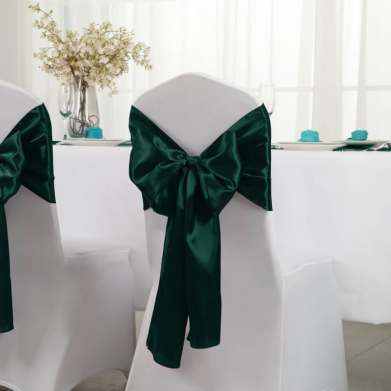 2 Pack Forest Green Satin Table Runner 12 X 108 Inch, Smooth Table Runners for W gallery
