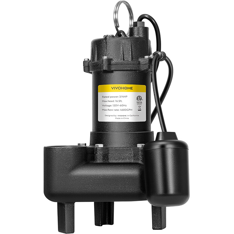Submersible Sewage Pump 3/4HP 4680GPH or 1HP 5220GPH Cast Iron w/ Float Switch gallery