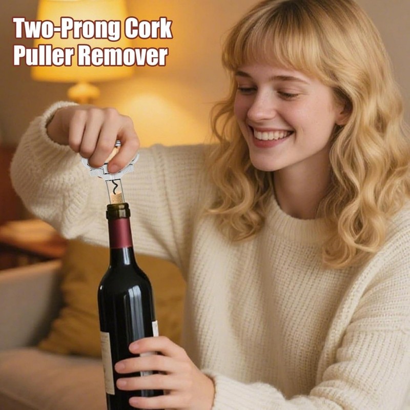 Two-Prong Cork Puller Remover Ah-So Old Wine Opener Multifunction Beer Corkscrew gallery