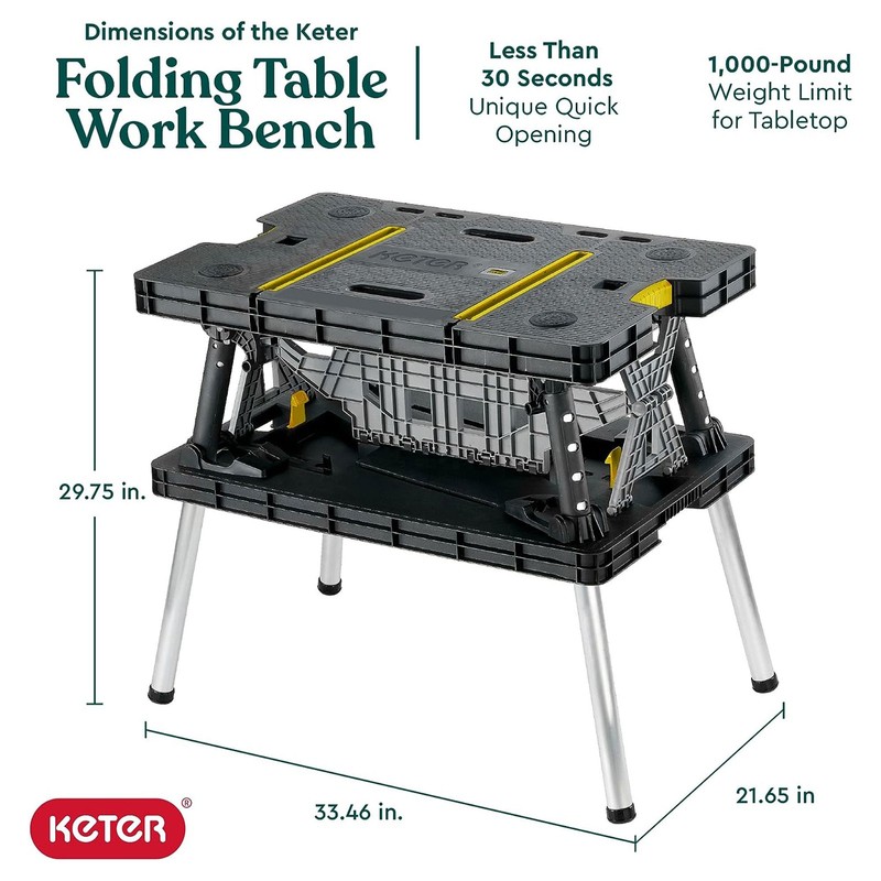 Keter Folding Portable Workbench Sawhorse *COMES WITH 2 CLAMPS* Worktable 197283 gallery