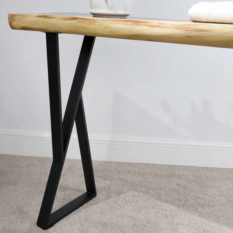 Rustic Suar Wood Console Table Natural Edge Sofa Table for Living Room Entryway gallery