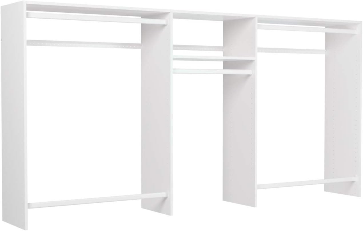 4'-8' W Basic Hanging Easy-to-Assemble Kit Closet Organizer White gallery