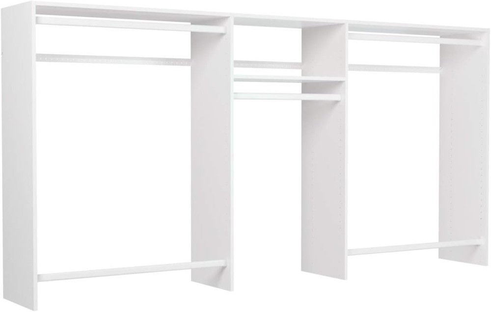 4'-8' W Basic Hanging Easy-to-Assemble Kit Closet Organizer White