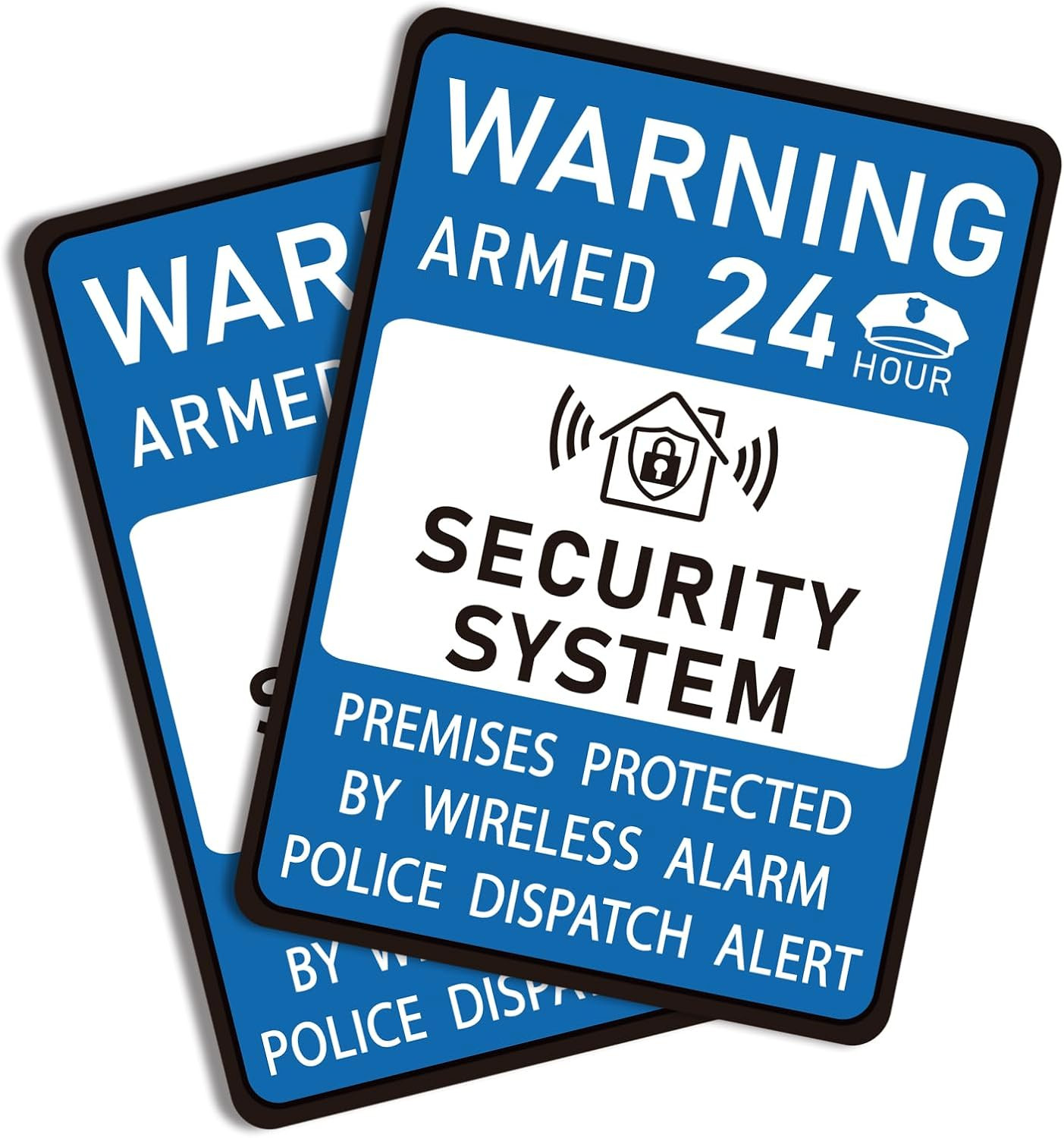 2PCS Security Alarm System Sign for Home, Self-Adhesive Small 24 Hours Warning S gallery