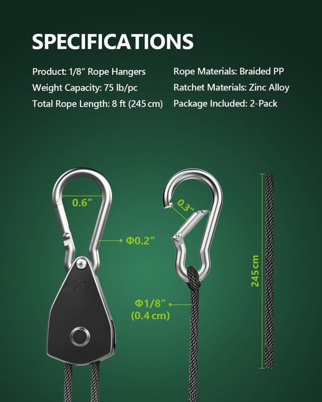 Versatile 2-Pack Adjustable Rope Hanger - 75 lbs Heavy Duty for All Uses gallery