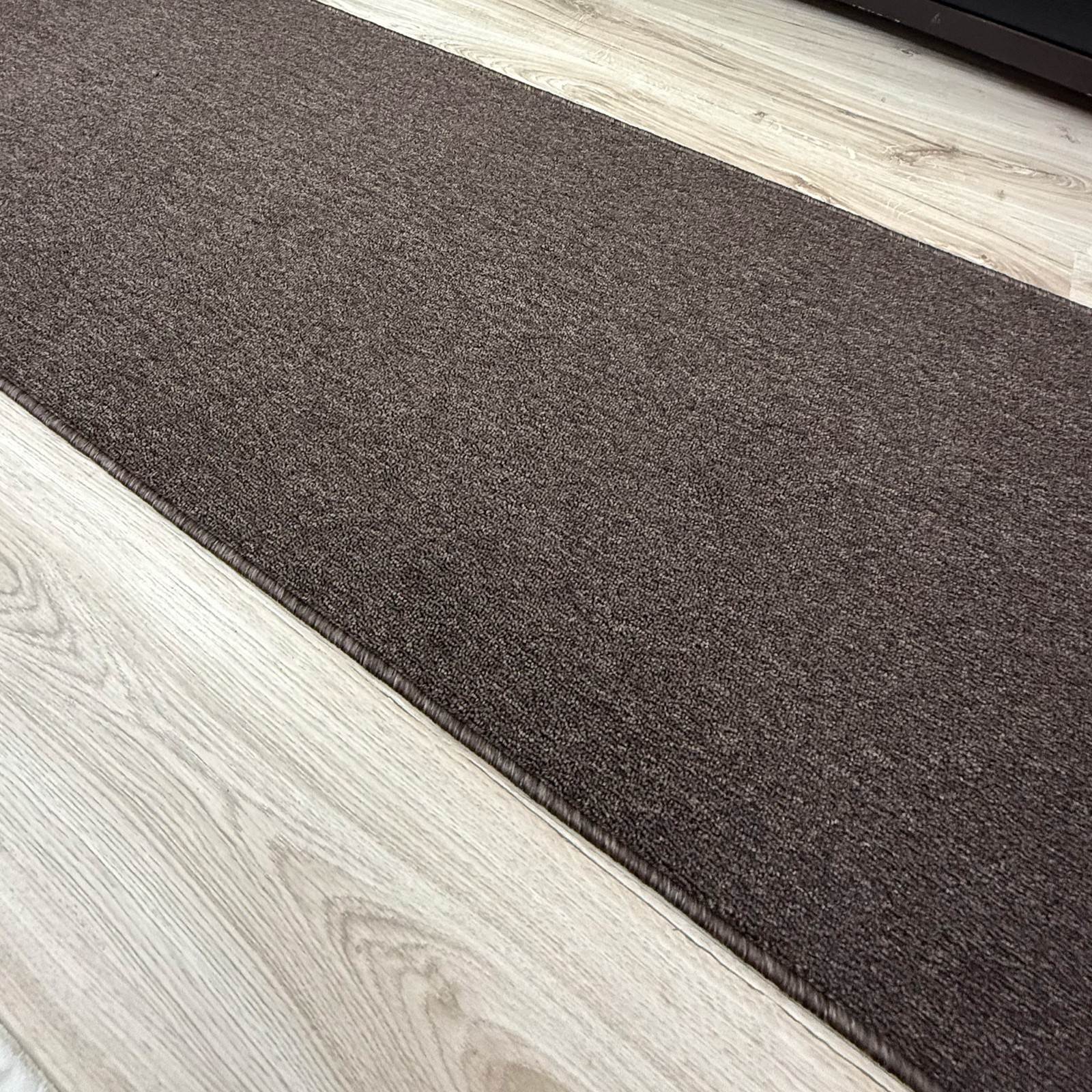 Custom Size Anti-Slip Machine Washable Low Profile Loop Pile Brown Runner Rug gallery