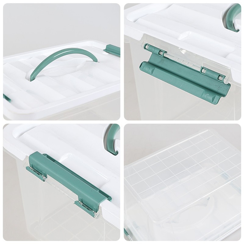 Kekow 14 Quart Latching Storage Box, Stackable Storage Bin with Lid, 8 Pack gallery