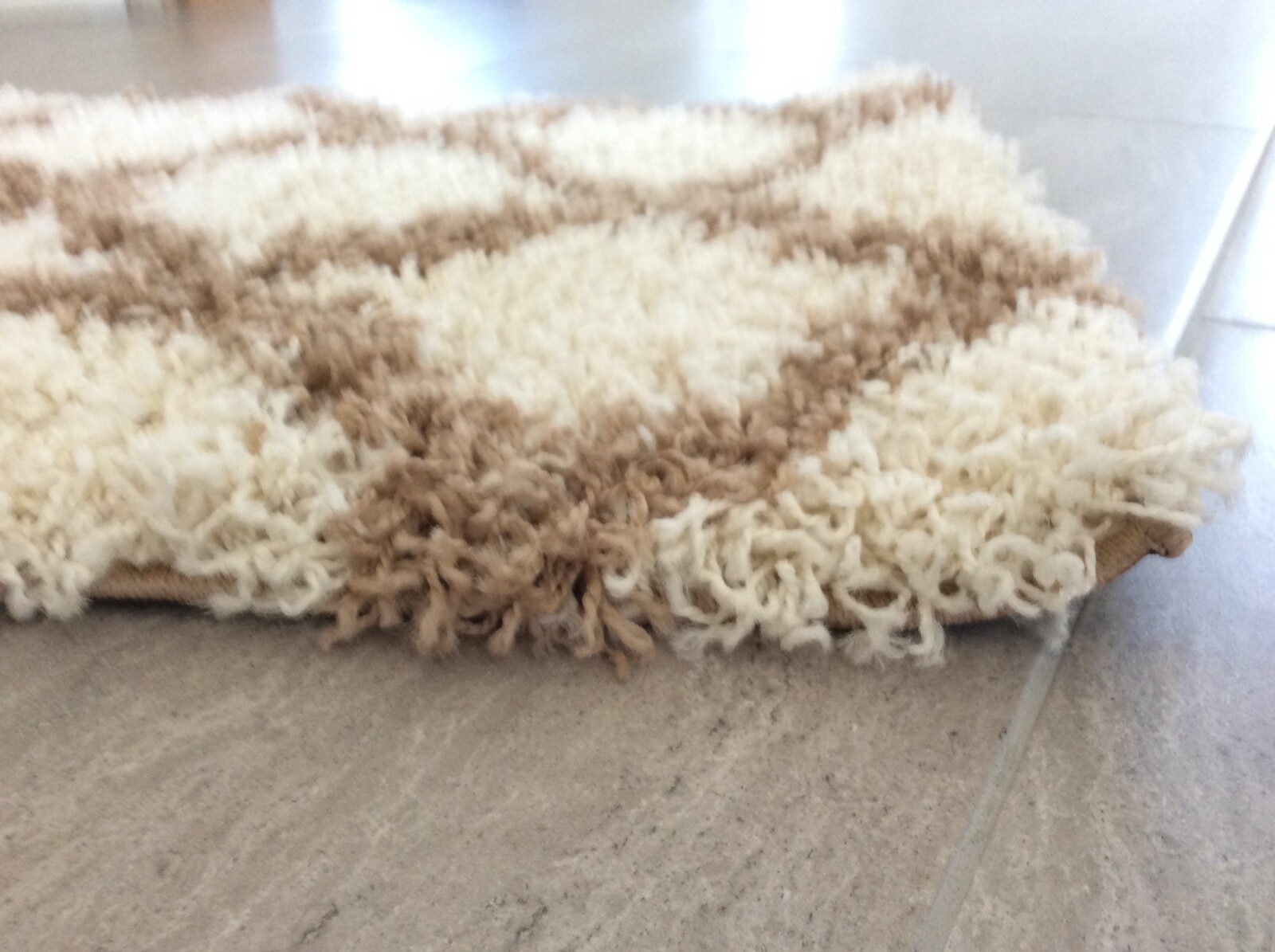 Maxy Home Bella Shag Collection Trellis Rug Mat Beige 20" x 31" gallery