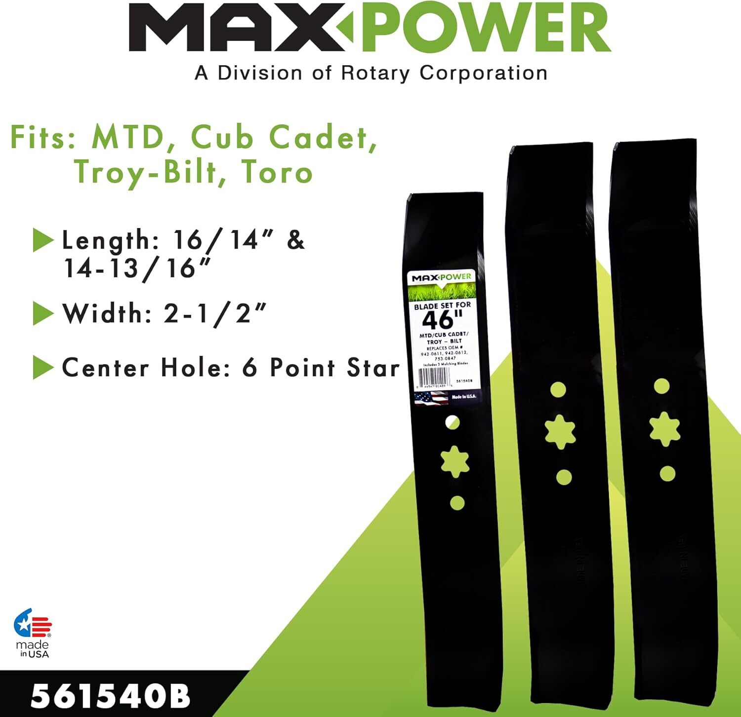 3 Mulching Blade Set for 46" Deck MTD Cub Cadet LT1045 LT1046 I1046 Riding Mower gallery