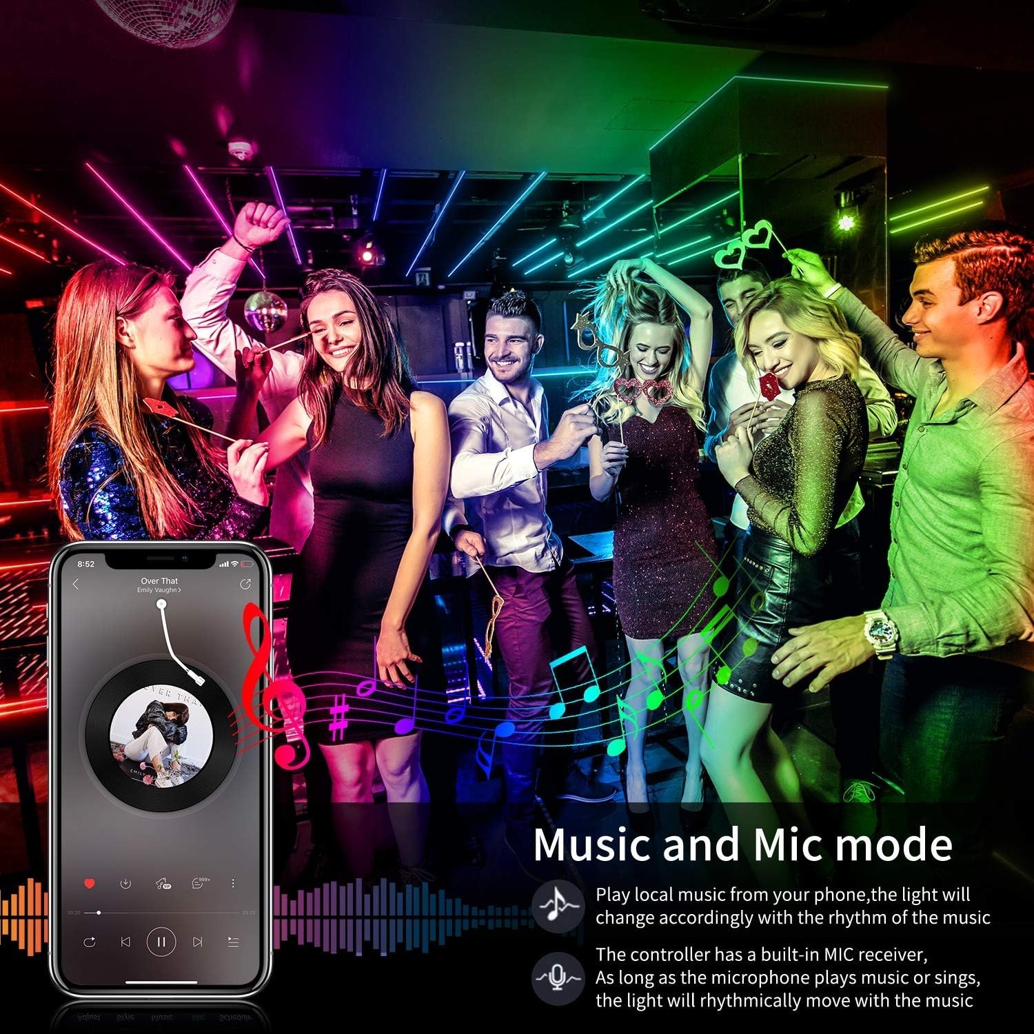 Water-Resistant 60ft LED Strip Lights with Multiple Modes & Easy Installation gallery
