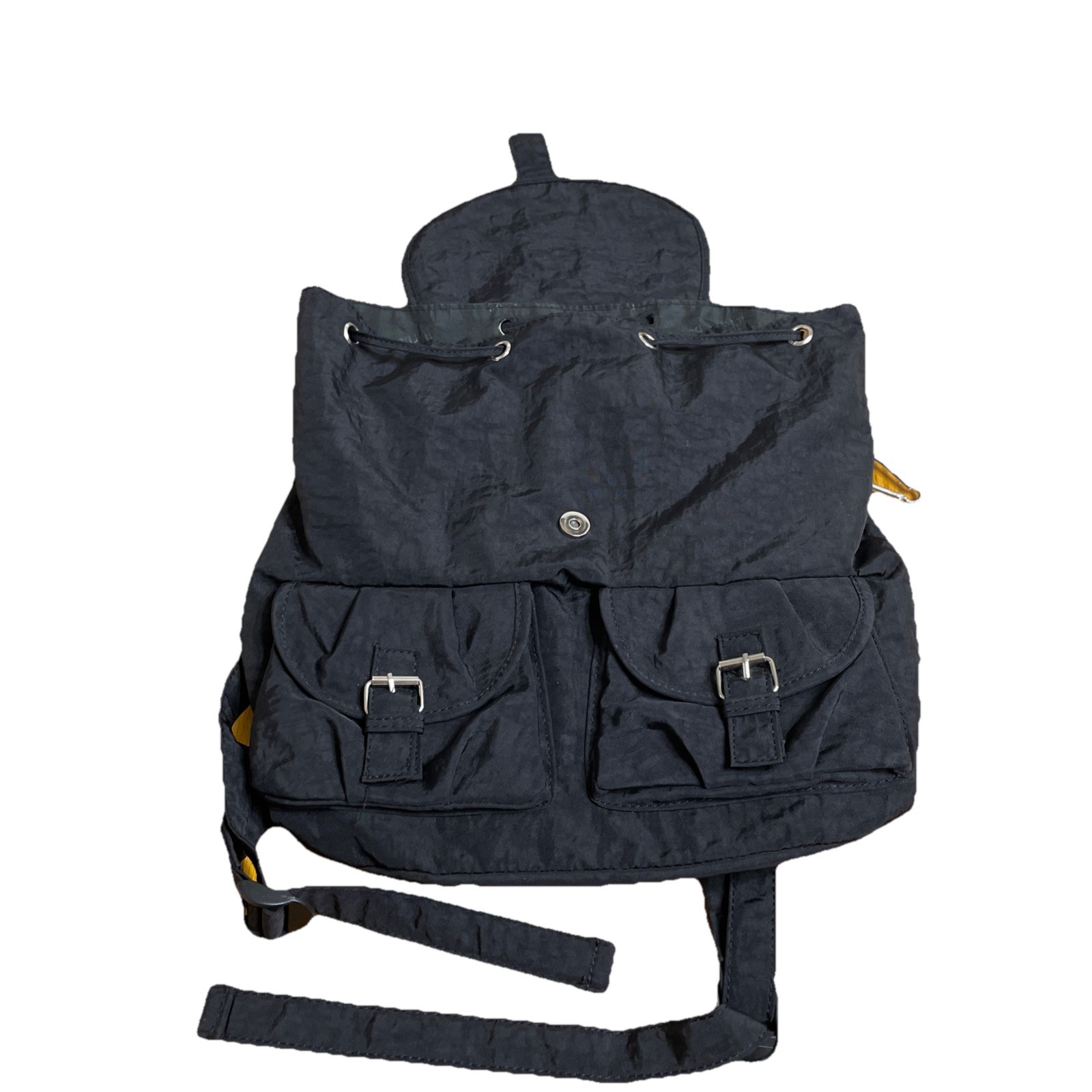 Hernan Bags Nylon Backpack Black Padded Adj. Straps 2 Buckle Pockets Drawstring 2
