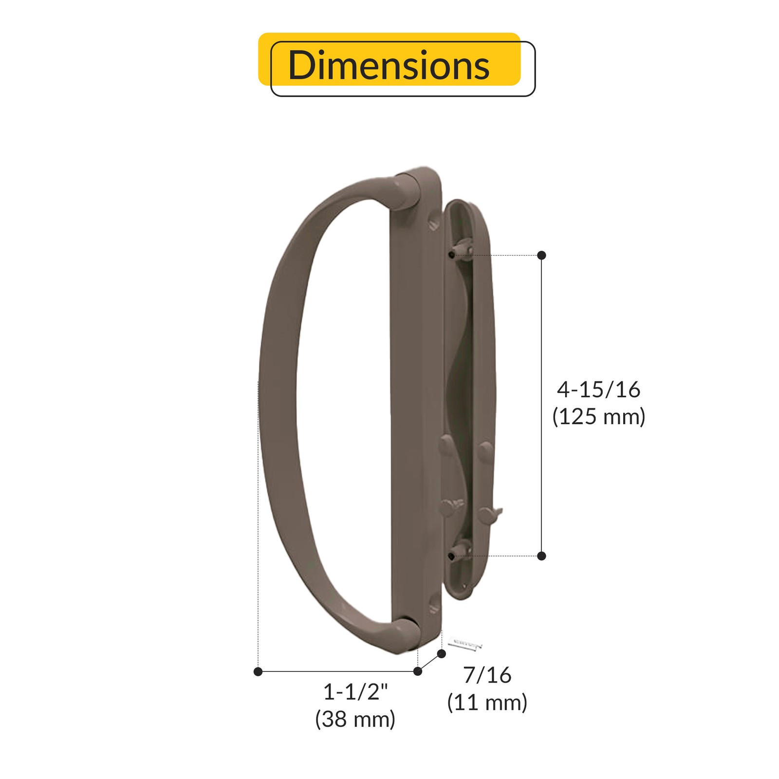 Brixwell Metal Patio Door Handle Set Without Key Lock 4-15/16" Centers Bronze gallery