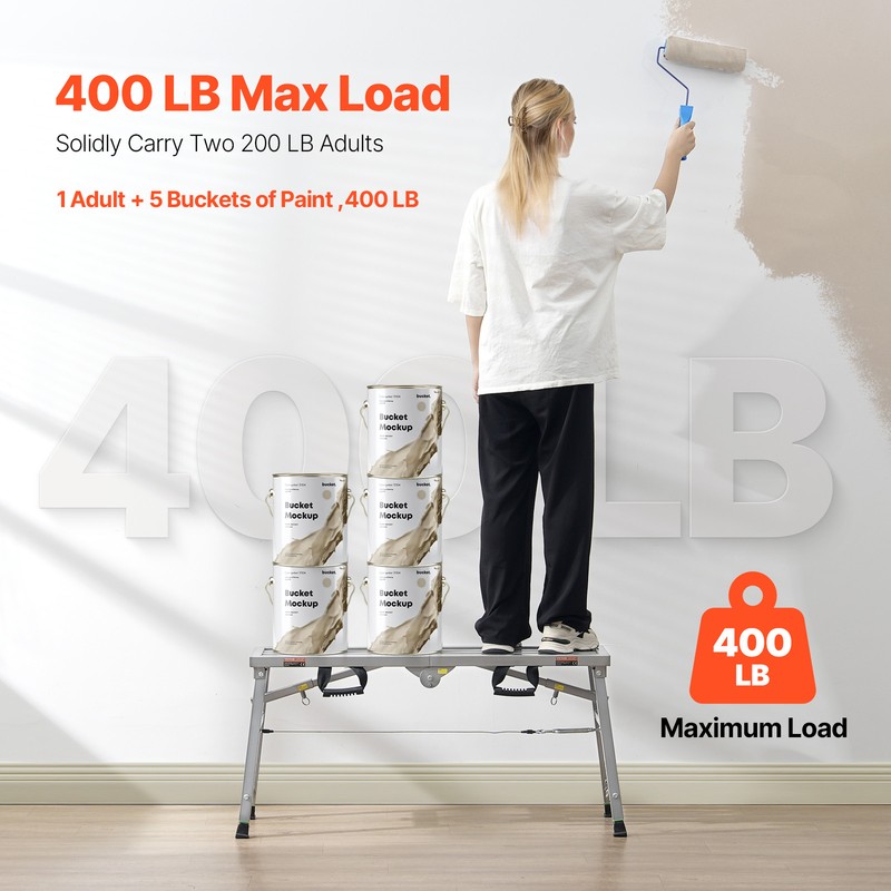 VEVOR Work Platform Adjustable Height Portable Scaffolding Platform 400 lb Load gallery