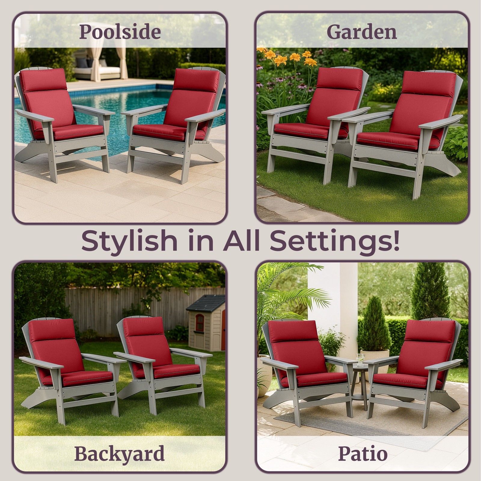 Lavish Home High-Back Patio Chair Cushion, 3" Thick, UV & Mildew Resistant gallery